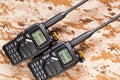 Pair of VHF UHF two-way radios Royalty Free Stock Photo