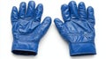 Pair of Vibrant Blue Leather Gloves on a White Background Royalty Free Stock Photo