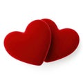 Two interlocking red hearts symbolizing love and affection isolated on white background Royalty Free Stock Photo