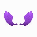 Pair of violet wings icon, cartoon style