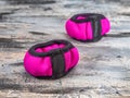 Pair of weights, hand bracelets ideal for fitness, gymnastics, jogging and strength training Royalty Free Stock Photo