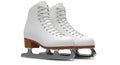 A pair of white figure ice skates isolated on white background, ready for performance or practice on the ice Royalty Free Stock Photo