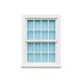 A pair of white-framed windows with blue-tinted glass panes arranged in a grid pattern. isolated on transparent background Royalty Free Stock Photo
