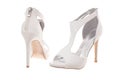 Pair of white high heel woman shoes Royalty Free Stock Photo