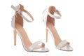 Pair of white high heel woman shoes Royalty Free Stock Photo