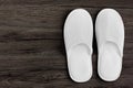 Pair of white hotel / home/ spa / wellness slippers Royalty Free Stock Photo