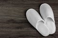 Pair of white hotel / home/ spa / wellness slippers Royalty Free Stock Photo