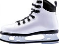 A pair of white ice skates with black laces on them Royalty Free Stock Photo