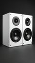 Pair of White Modern Audio Loudspeakers on a Dark Background Royalty Free Stock Photo