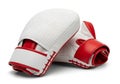 Pair of white and red boxing mitts isolated on white background Royalty Free Stock Photo