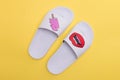 A pair of white rubber slippers Royalty Free Stock Photo