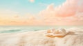 Summer Beach Getaway With Sandals and Ocean at Sunset Royalty Free Stock Photo