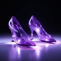 Glowing Purple Glass Flat Shoes With Kinetic Light Artist Style