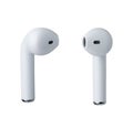 Pair of white wireless earbuds