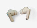 Pair of White Wireless Earbuds Isolated on the White Background Royalty Free Stock Photo