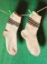 Pair of white wool socks Royalty Free Stock Photo