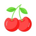 Pair of wild cherries in modern style, healthy and organic berries in trendy style