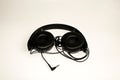 Wired headphones on white Royalty Free Stock Photo