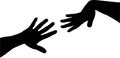 A pair woman hands, black color silhouette vector