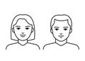 Pair woman and man middle aged, line icon. Adult people. Married couple, family. Vector illustration