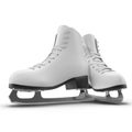 Pair of Women`s Figure Ice Skates Isolated on White. 3D illustration, clipping path