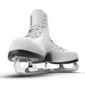 Pair of Women`s Figure Ice Skates Isolated on White. 3D illustration, clipping path Royalty Free Stock Photo