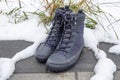 A Pair of Women`s New Waterproof Winter Short Boots Outdoors Royalty Free Stock Photo