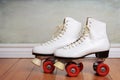 Pair women white quad roller skates