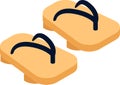 Pair of wooden clog Japanese traditional geta footwear Vector illustration.