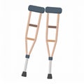 Pair of Wooden Crutches with Gray Padding for Support and Walking Assistance Royalty Free Stock Photo