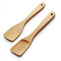 Two Wooden Spatulas on White Background Kitchen Utensils Royalty Free Stock Photo