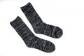 Pair of wool gray black socks isolated on white background Royalty Free Stock Photo