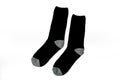 Pair of wool gray black socks isolated on white background Royalty Free Stock Photo