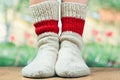 Pair of wool knitted socks Royalty Free Stock Photo