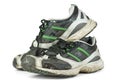 Pair of worn sneakers Royalty Free Stock Photo