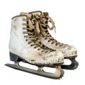 A Pair of Worn White Ice Skates Royalty Free Stock Photo