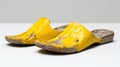 Pair of worn yellow wooden clogs Royalty Free Stock Photo
