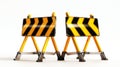 Pair of yellow and black construction barriers Royalty Free Stock Photo