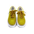 A pair of yellow canvas shoes isolated on white Royalty Free Stock Photo