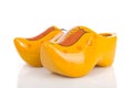 Pair of yellow Dutch wooden shoes Royalty Free Stock Photo