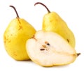 Pair of yellow ripe, juicy pears. Royalty Free Stock Photo