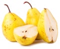 Pair of yellow ripe, juicy pears. Royalty Free Stock Photo