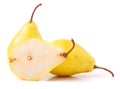 Pair of yellow ripe, juicy pears. On a white background. Royalty Free Stock Photo