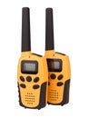 Pair of yellow walkie talkie isolated