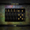 Paire, on a vintage, grunge, dark green poker background. Poker combinations. Poker Hands. Gambling