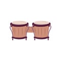 Paired double bongos drum. African percussion rhythm music instrument. Ethnic folk traditional percussive object