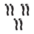 Pairs of people walking tiredly on a white background Royalty Free Stock Photo