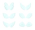 Pairs of Wings, Angelic Feathers and Plumage Set Royalty Free Stock Photo