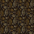 Paisley Beautiful golden seamless background.