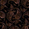 Paisley Beautiful golden seamless background.